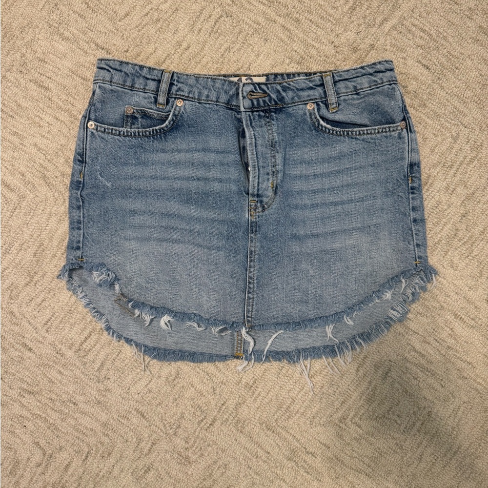 We The Free Blue Mini Pencil Skirt